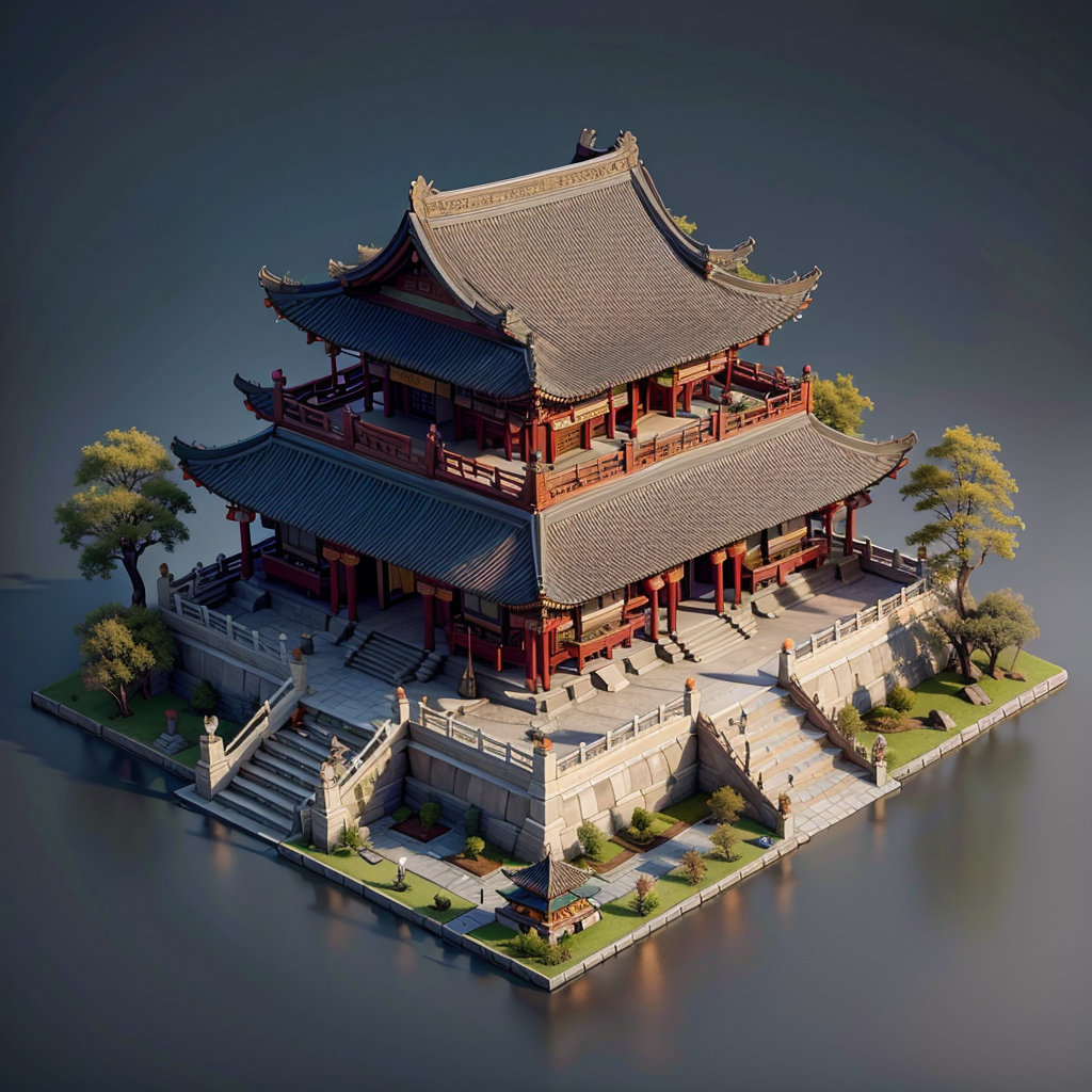 30864-907461632-isometric chinese style architecture,restaurant,simple background, grey background,.png